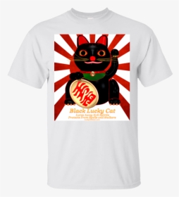 Black Lucky Cat Lettered Rising Sun Cotton T-shirt, HD Png Download, Transparent PNG