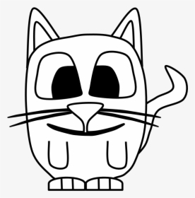 Cat, Kitten, Big Eyes, Black And White, Cartoon Animal, HD Png Download, Transparent PNG