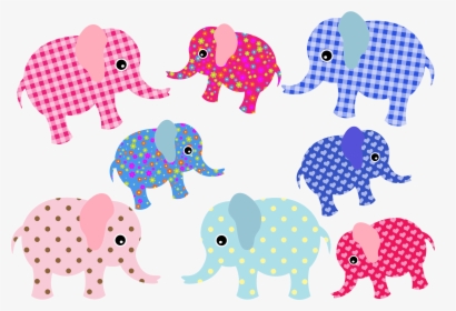 Colorful Retro Elephants Clip Arts, HD Png Download, Transparent PNG