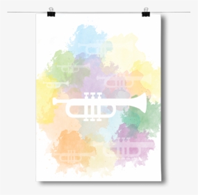 Trumpet Silhouette - Trumpet Silhouette - Watercolor, HD Png Download, Transparent PNG
