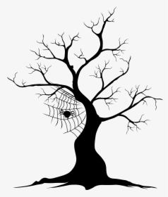 Halloween Clipart Black And White Tree, HD Png Download, Transparent PNG