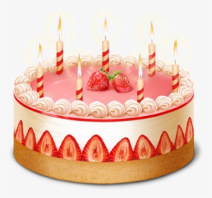 Candle Strawberry Cake Free Clipart Download, HD Png Download, Transparent PNG