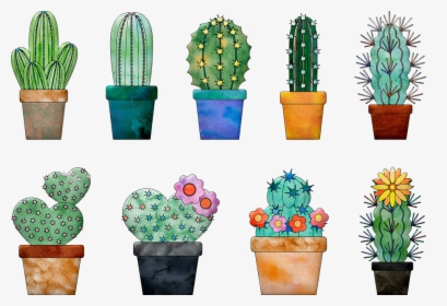 Watercolor Cactus, Cactus In Pot, Cactus, Watercolor, HD Png Download, Transparent PNG