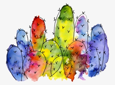 Colorful Cactus Watercolor Hand Painted Transparent, HD Png Download, Transparent PNG