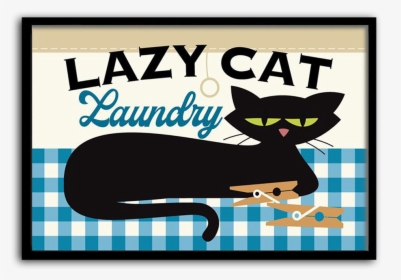 Cat Art Print For Laundry Room Black Cat Clothes Pins, HD Png Download, Transparent PNG