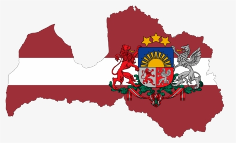 Latvia Map Flag With Stroke And Coat Of Arms, HD Png Download, Transparent PNG
