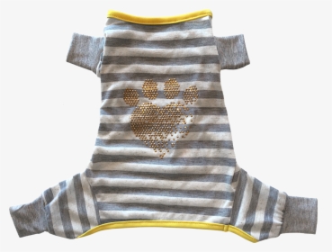 Grey White Stripe Pajama W/ Heart Shape Paw Iron On, HD Png Download, Transparent PNG