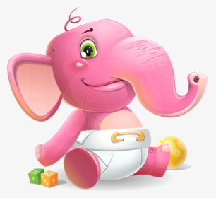 Baby Elephant Vector Cartoon Character, HD Png Download, Transparent PNG