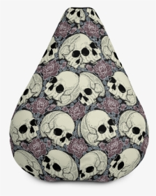 Skulls And Flowers Puffy Bean Bag Chair W/ Filling, HD Png Download, Transparent PNG