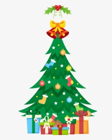 Traditional Christmas Tree With Gifts Clipart Png Image - Cây Thông Noel Vector, Transparent Png, Transparent PNG
