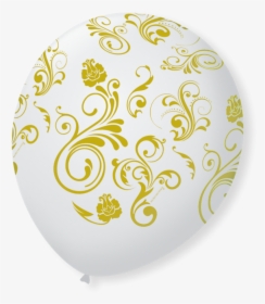 Balão N9 Arabesco Branco Polar/dourado - Balloon, HD Png Download, Transparent PNG