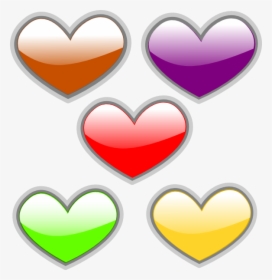 Hearts Multi Colored Glossy Svg Clip Arts - Colored Hearts Png, Transparent Png, Transparent PNG