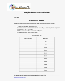042 Silent Auction Certificate Template Astounding - Silent Auction Sheets, HD Png Download, Transparent PNG