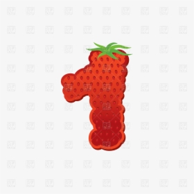 Number 1 Strawberry Vector Image Illustration Of Design - Number 1 Strawberry Design, HD Png Download, Transparent PNG