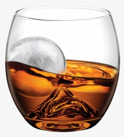 On The Rocks Glass & Ice Ball - Glass With Liquid And Ice, HD Png Download, Transparent PNG