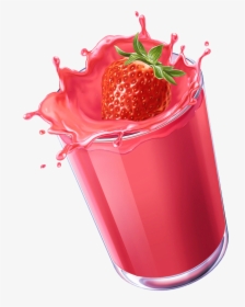 Transparent Strawberry Clip Art - Strawberry Juice Glass Png, Png Download, Transparent PNG