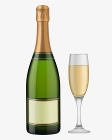 Drinking Clipart Alcohol Bottle - Clip Art Champagne Bottle, HD Png Download, Transparent PNG