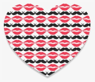 Red And Black Hipster Mustache And Lips Heart Coaster, HD Png Download, Transparent PNG