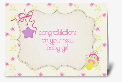 Pink Flowers, Star, Baby Girl, Congrats Greeting Card, HD Png Download, Transparent PNG