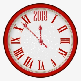 2018 New Year Red Clock Tree Png Clip Art, Transparent Png, Transparent PNG