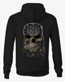 Motorcycle Zip Up Hoodie Pirate Skull Tattooed Bandana, HD Png Download, Transparent PNG