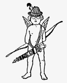 Black, Arrow, Boy, White, Hat, Wings, Bow, Cupid, HD Png Download, Transparent PNG