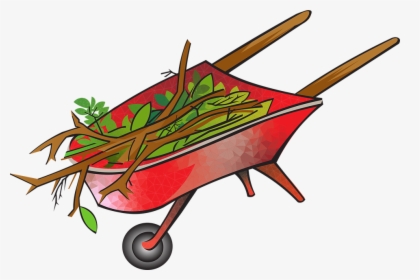 Wheelbarrow, Red, Gardening, Branches, Cuttings, Work, HD Png Download, Transparent PNG