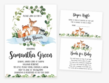 Greenery Woodland Baby Shower Invitation Pack, HD Png Download, Transparent PNG