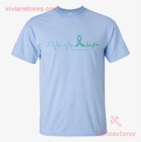 Heartbeat Ovarian Cancer Teal Ribbon T-shirt, HD Png Download, Transparent PNG