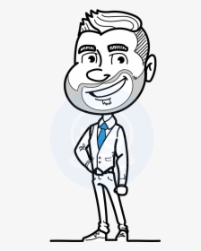 Flat Linear Man Cartoon Vector Character Aka Bob Beardman, HD Png Download, Transparent PNG
