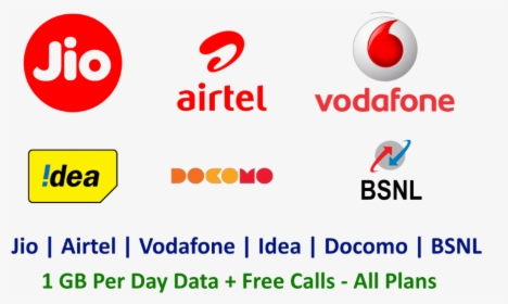 Jio, Airtel, Vodafone, Idea, Bsnl Best Plans 1gb Per, HD Png Download, Transparent PNG