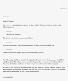 Letter To Complain About Insurer S Rejection Or Delay, HD Png Download, Transparent PNG