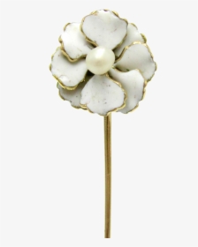 White Enamel & Pearl 14k Gold Art Nouveau Flower Stick, HD Png Download, Transparent PNG