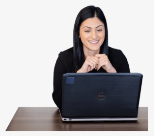 Woman With Laptop Png, Transparent Png, Transparent PNG