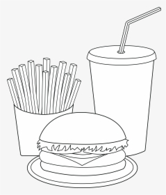 Black And White Fast Food Free Clipart, HD Png Download, Transparent PNG