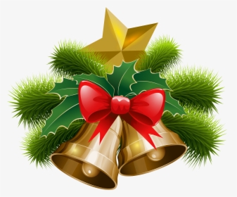 Christmas Bells And Bow Png Clip Art Image, Transparent Png, Transparent PNG