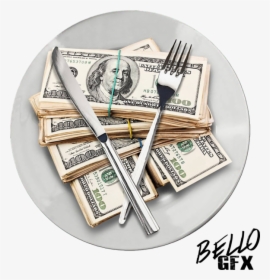 Money On Food Plate, HD Png Download, Transparent PNG