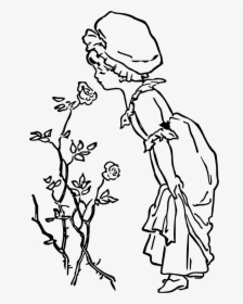 Girl Smelling Flowers, HD Png Download, Transparent PNG