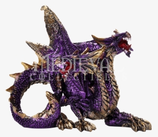 Double Headed Gold And Purple Dragon Statue, HD Png Download, Transparent PNG