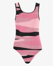 Pink And Black Tiger Stripe Camo Vest One Piece Swimsuit, HD Png Download, Transparent PNG