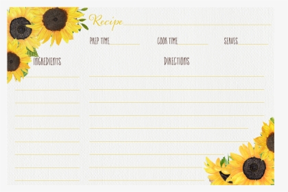 Sunflowers Recipe Card, HD Png Download, Transparent PNG