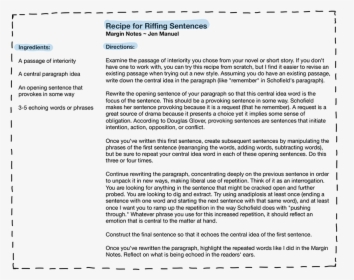 Margin Notes Recipe Card For Riffing Sentences , Png, Transparent Png, Transparent PNG
