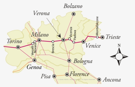 Turin To Trieste Rail Map, HD Png Download, Transparent PNG