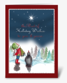 Little Girl With Penguin, Holiday Card Greeting Card, HD Png Download, Transparent PNG