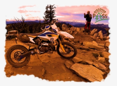 Husqvarna Motorcycle And Rider On Scenic Mountaintop, HD Png Download, Transparent PNG