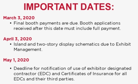 March 3, 2020 Final Booth Payments Are Due, HD Png Download, Transparent PNG