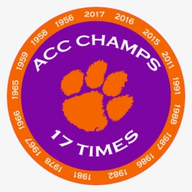 Clemson Tiger Paw Acc Champions 17 Time Decal Diecut - Clemson Tiger Paw, HD Png Download, Transparent PNG