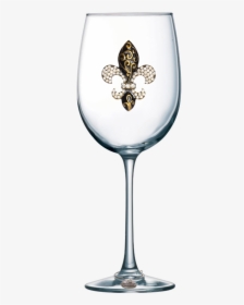 Gold Swirl Fleur De Lis Jeweled Stemmed Wine Glass - Etching Wine Glass Mom, HD Png Download, Transparent PNG