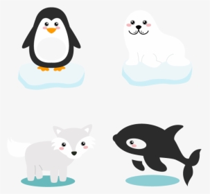 Polar Animals Arctic Bear Vector Cartoon Penguin Clipart - Arctic Animals Cartoon Png, Transparent Png, Transparent PNG