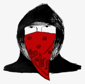 Black Hoodie And Red Bandana Covering Face - Bandana On Face An Hoodie Drawing, HD Png Download, Transparent PNG